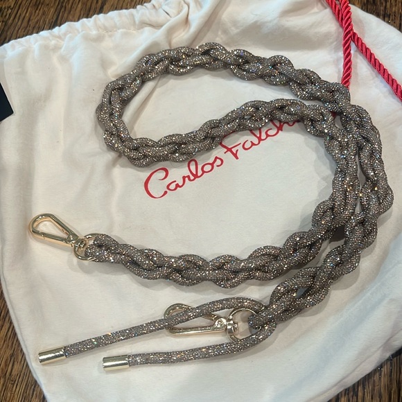 Carlos Falchi Tan Medium Butterfly Bag with Crystal Strap - Picture 10 of 14